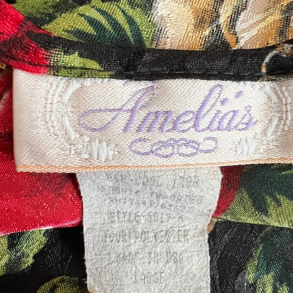 Vintage | 90s Amelia’s Floral Chain Print Lace Low Open Back Lingerie Night Gown - Picture 8 of 8